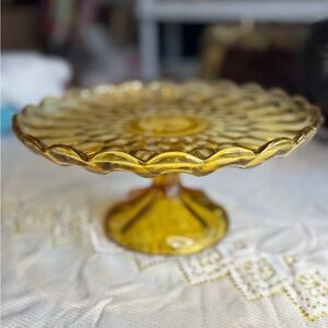 Vintage Amber Glass Cake Stand